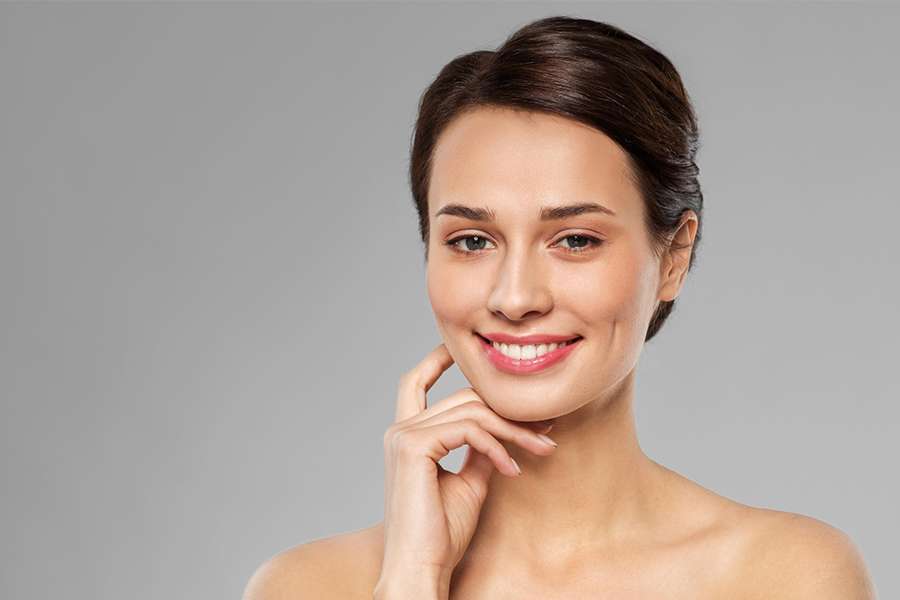 woman posing face contouring botox treatment